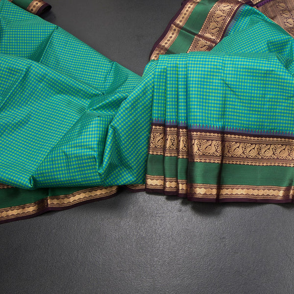 KSSMLSR42236-Multi-Colour-Checked-Silk-Saree-And-Zari-With-Thread-Temple-Border-02-main