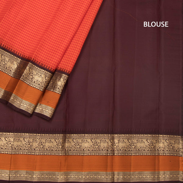 KSSMLSR42238-4-Multi-Colour-Checked-Silk-Saree-And-Zari-With-Thread-Temple-Border-04-blouse