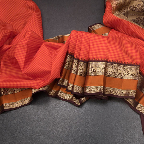 KSSMLSR42238-Multi-Colour-Checked-Silk-Saree-And-Zari-With-Thread-Temple-Border-04-main