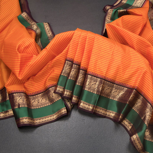 KSSMLSR42240-Multi-Colour-Checked-Silk-Saree-And-Zari-With-Thread-Temple-Border-05-main