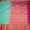 KSSMLSR42243-2-Turquoise-Blue-Zari-Checked-Silk-Saree-And-Pink-Gold-Zari-Border-full-veiw