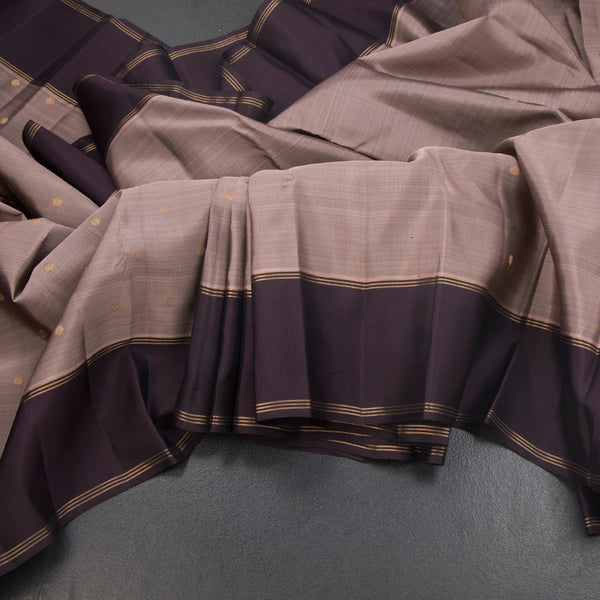 KSSMLSR42350-Light-Brown-Silk-Saree-With-Chakra-Buttas-And-Dark-Brown-Border-main