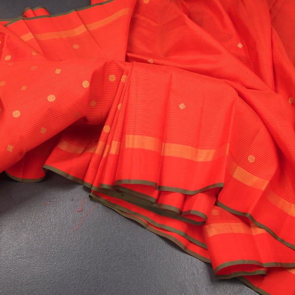 KSSMLSR42353-Red-Silk-Saree-With-Small-Buttas-In-Stripes-Design-And-Self-Border-main