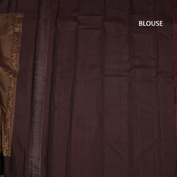 KSSMLSR42477-3-Dark-Pink-Silk-Saree-With-Zari-Buttas-And-Brown-Border-blouse