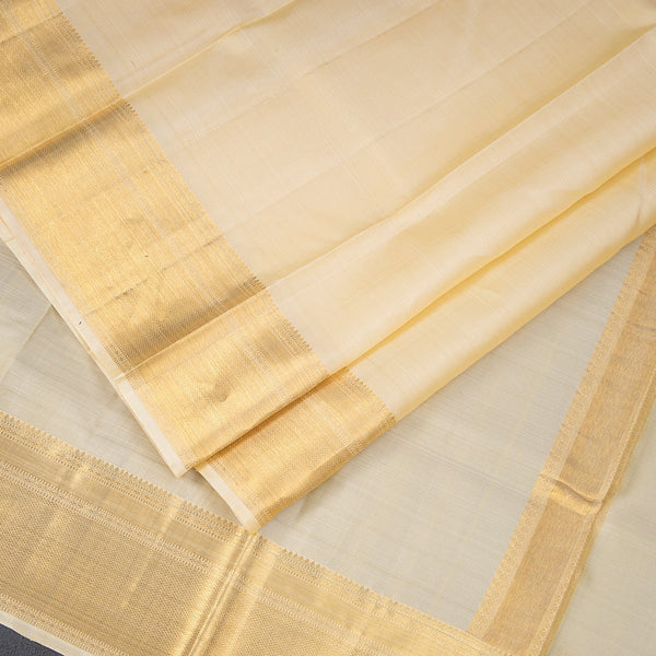 8 X 4 Plain Sandal Silk Dhoti With Angavastram and Matching Shirt Material 02