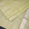 8 X 4 Zari Checked Pista Green Silk Dhoti With Angavastram and Matching Shirt Material