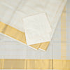 8 X 4 Off White Striped Silk Dhoti With Angavastram and Matching Shirt Material