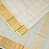 8 X 4 Off White Striped Silk Dhoti With Angavastram and Matching Shirt Material