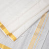 Designer Embossed Cream Silk Dhoti With Angavastram 8 X 4 80K 04
