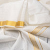 Designer Embossed Cream Silk Dhoti With Angavastram 8 X 4 80K 04