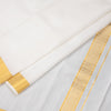 Designer Embossed Cream Silk Dhoti With Angavastram 8 X 4 100K 08