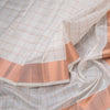 8 X 4 Cream Zari Checked Silk Dhoti With Angavastram And Matching Shirt Material