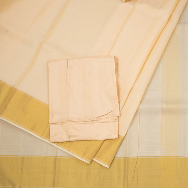 8 X 4 Sandal Plain Silk Dhoti With Angavastram And Matching Shirt Material