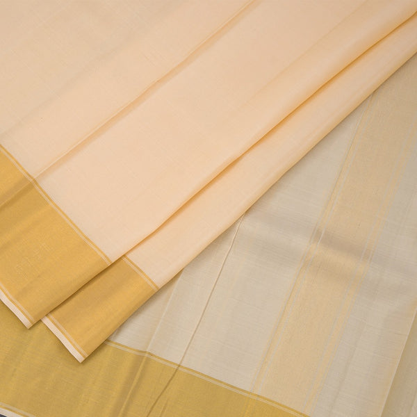 8 X 4 Sandal Plain Silk Dhoti With Angavastram And Matching Shirt Material