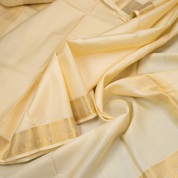 8 X 4 Sandal Plain Silk Dhoti With Angavastram And Matching Shirt Material 02