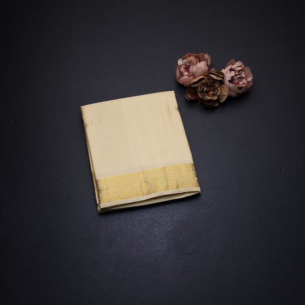 8 X 4 Sandal Plain Silk Dhoti With Angavastram And Matching Shirt Material 02