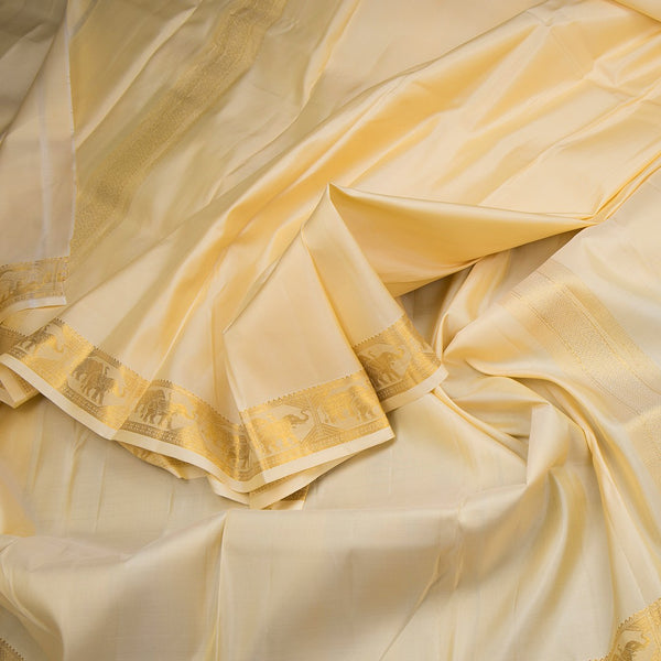 8 X 4 Sandal Plain Silk Dhoti With Angavastram And Matching Shirt Material 03