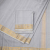 8 X 4 Grey Embossed Silk Dhoti With Angavastram And Matching Shirt Material