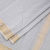 8 X 4 Grey Embossed Silk Dhoti With Angavastram And Matching Shirt Material