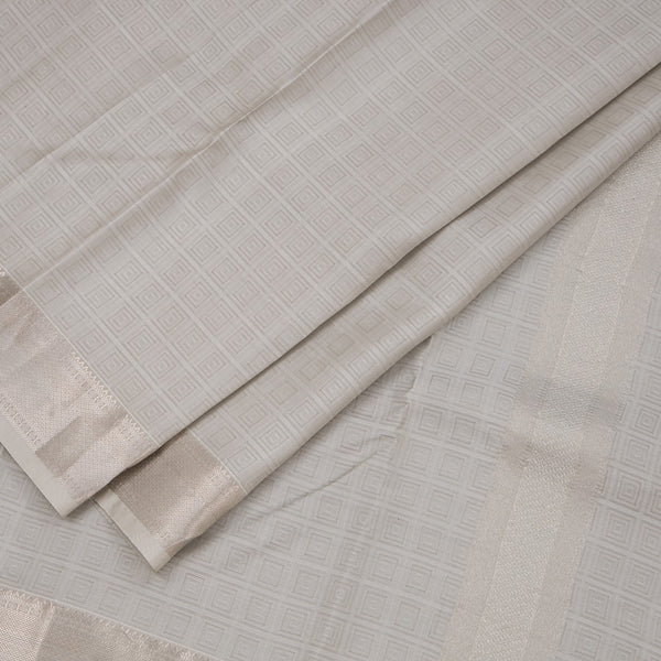 8 X 4 Grey Embossed Silk Dhoti With Angavastram And Matching Shirt Material 02