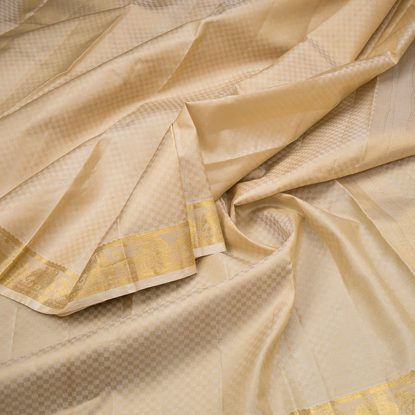 8 X 4 Sandal Embossed Silk Dhoti With Angavastram And Matching Shirt Material 04