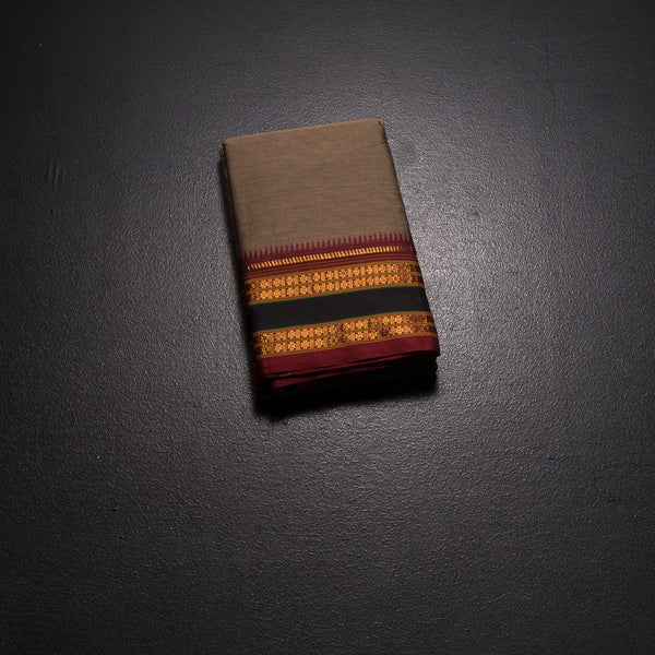 KSSRSSR42399-1-Dharwad-Cotton-Light-Brown-Plain-Saree-And-Zari-Border-fold