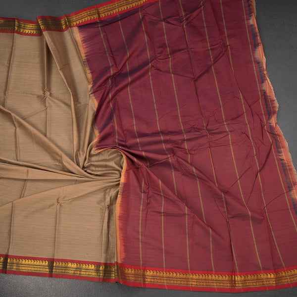 KSSRSSR42400-4-Dharwad-Cotton-Golden-Brown-Plain-Saree-And-Zari-Border-crush