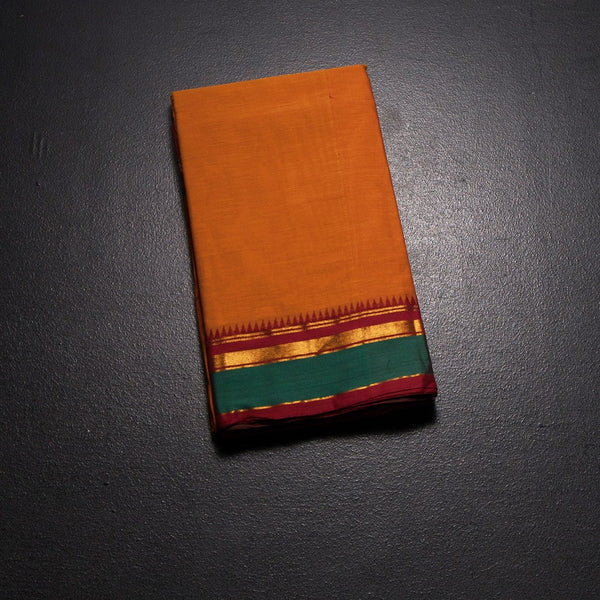 KSSRSSR42406-1-Dharwad-Cotton-Orange-Plain-Saree-And-Zari-Border-fold