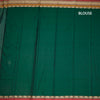 KSSRSSR42407-3-Dharwad-Cotton-Forest-Green-Plain-Saree-And-Thread-Border-blouse