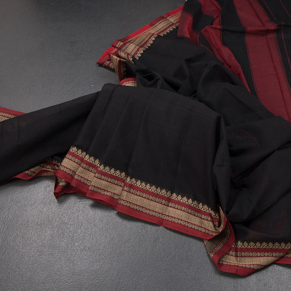KSSRSSR42409-Dharwad-Cotton-Black-Plain-Saree-And-Thread-Border-main