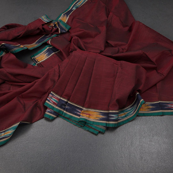 KSSRSSR42411-Dharwad-Cotton-Maroon-Plain-Saree-Print-With-Thread-Border-main