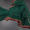 KSSRSSR42414-Dharwad-Cotton-Forest-Green-Saree-With-Thread-Stripes-Design-main