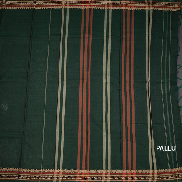 KSSRSSR42416-2-Dharwad-Cotton-Forest-Green-Plain-Saree-And-Thread-Border-06-pallu