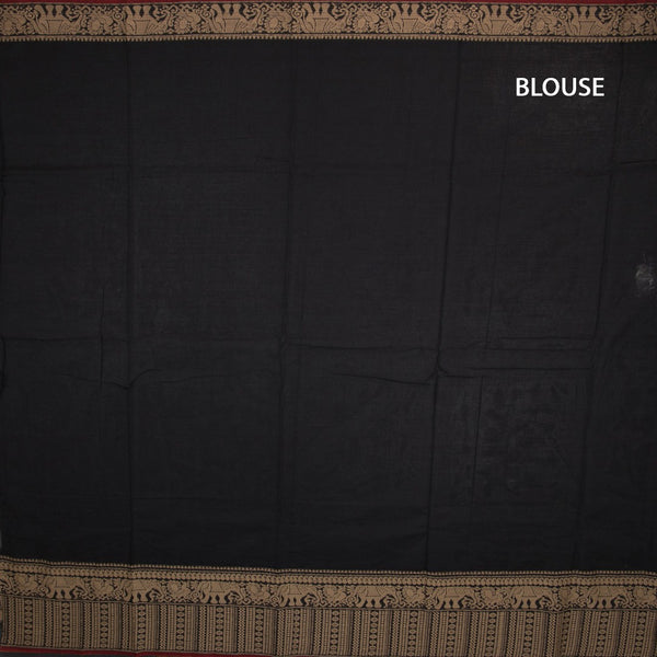 KSSRSSR42420-3-Dharwad-Cotton-Black-Plain-Saree-And-Thread-Border-02-blouse