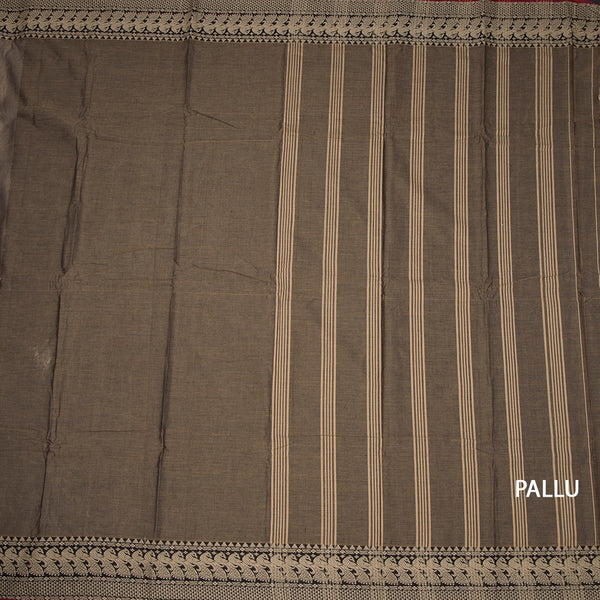 KSSRSSR42426-2-Dharwad-Cotton-Dark-Brown-Plain-Saree-And-Thread-Border-pallu
