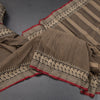 KSSRSSR42426-Dharwad-Cotton-Dark-Brown-Plain-Saree-And-Thread-Border-main