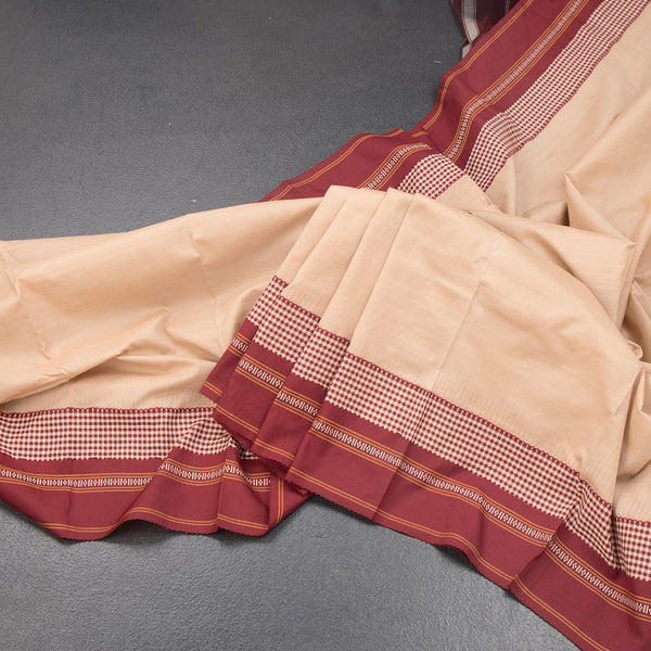 KSSRSSR42432-Dharwad-Cotton-Beige-Plain-Saree-And-Thread-Border-main