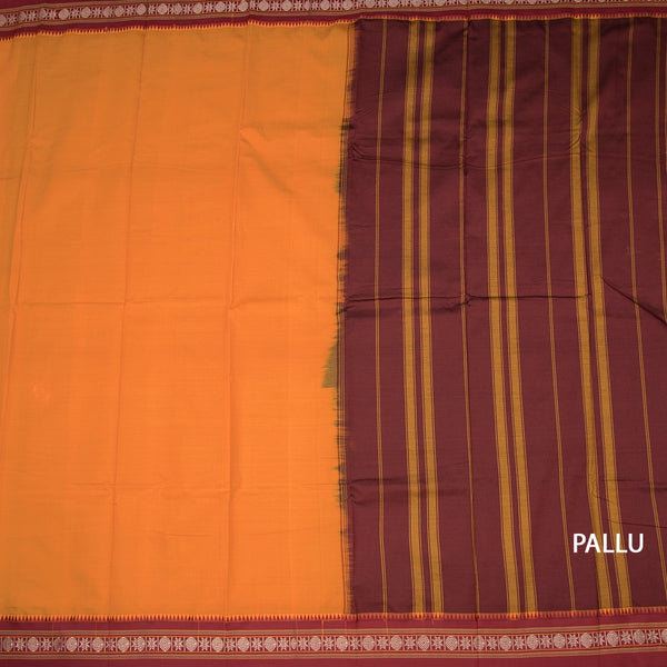 KSSRSSR42435-2-Dharwad-Cotton-Mango-Yellow-Plain-Saree-And-Temple-Border-02-pallu