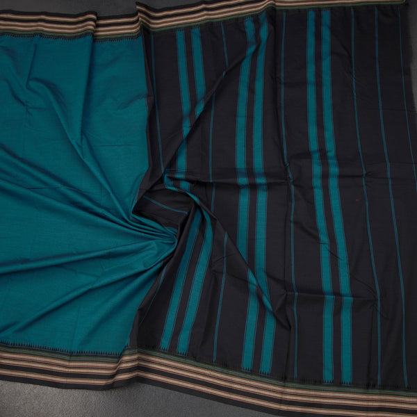 KSSRSSR42437-4-Dharwad-Cotton-Peacock-Blue-Plain-Saree-And-Temple-Border-crush