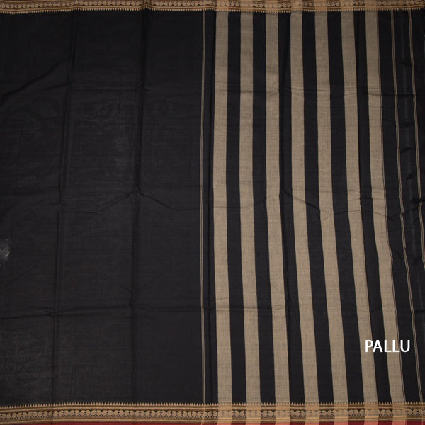 KSSRSSR42440-2-Dharwad-Cotton-Black-Plain-Saree-And-Thread-Border-03-pallu