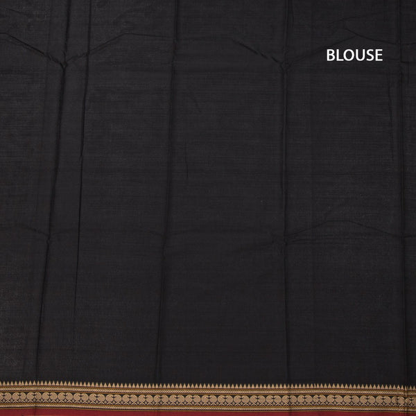 KSSRSSR42440-3-Dharwad-Cotton-Black-Plain-Saree-And-Thread-Border-03-blouse