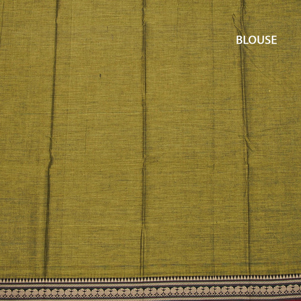 KSSRSSR42443-3-Dharwad-Cotton-Olive-Green-Plain-Saree-And-Thread-Border-02-blouse