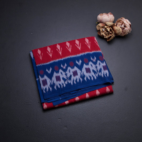 Pochampally Cotton Red Saree Without Blouse