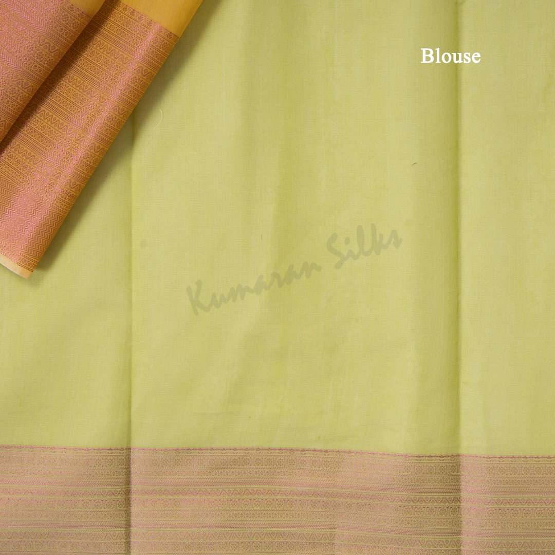 Silk Cotton Yellow Saree With Zari Buttas And Zari Border