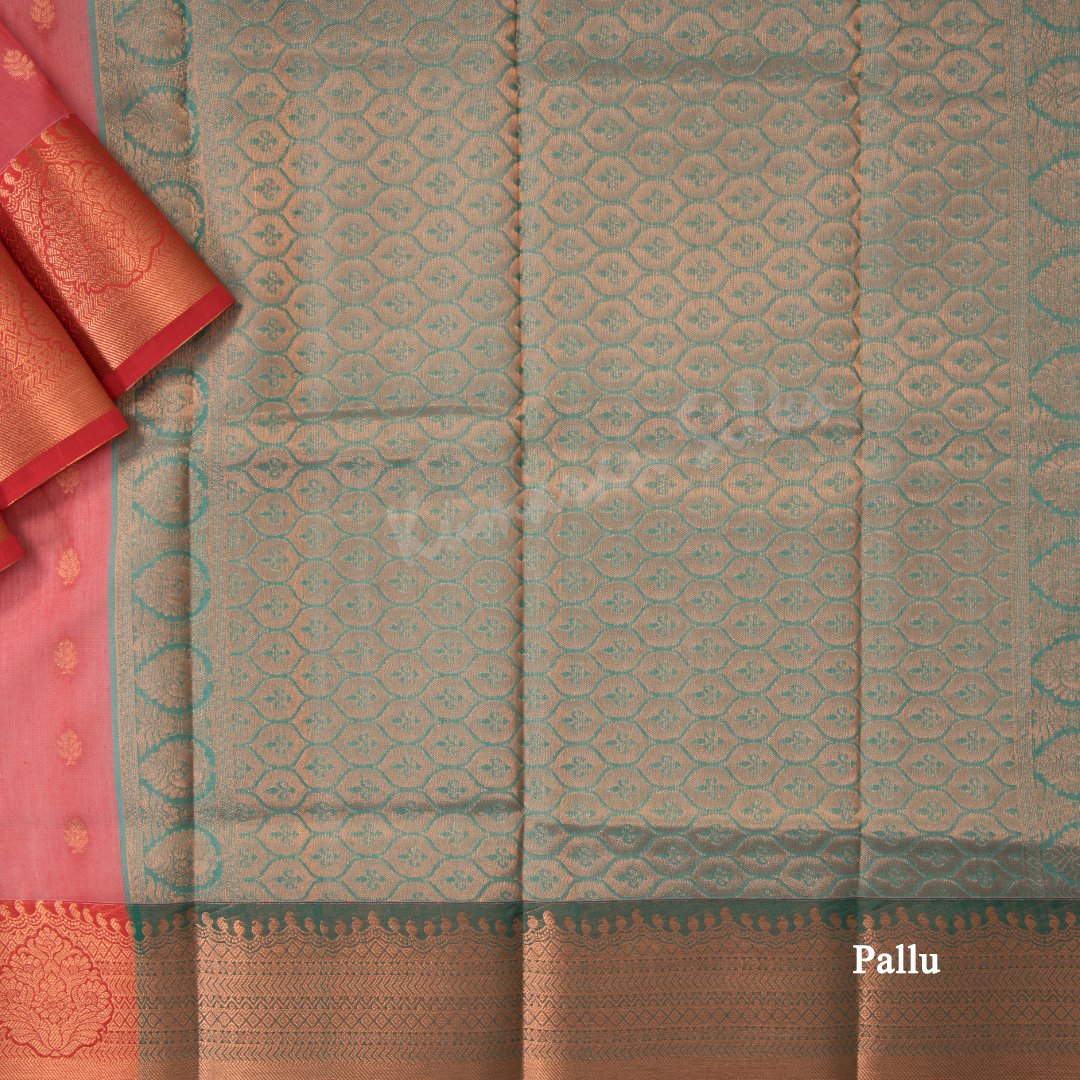 Silk Cotton Shot Colour Saree With Small Zari Buttas