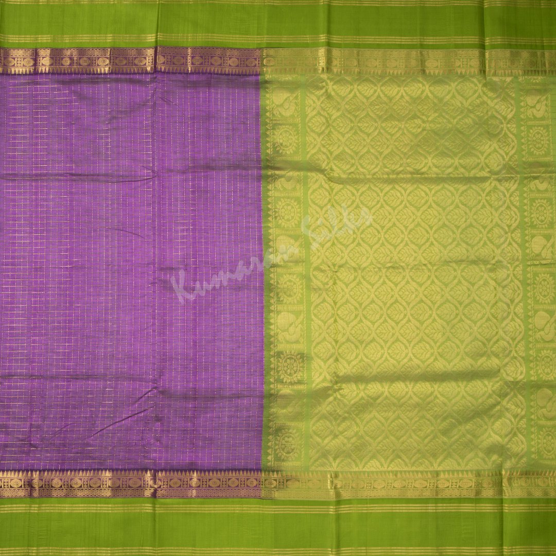 Kuppadam Silk Cotton Purple Checked Saree