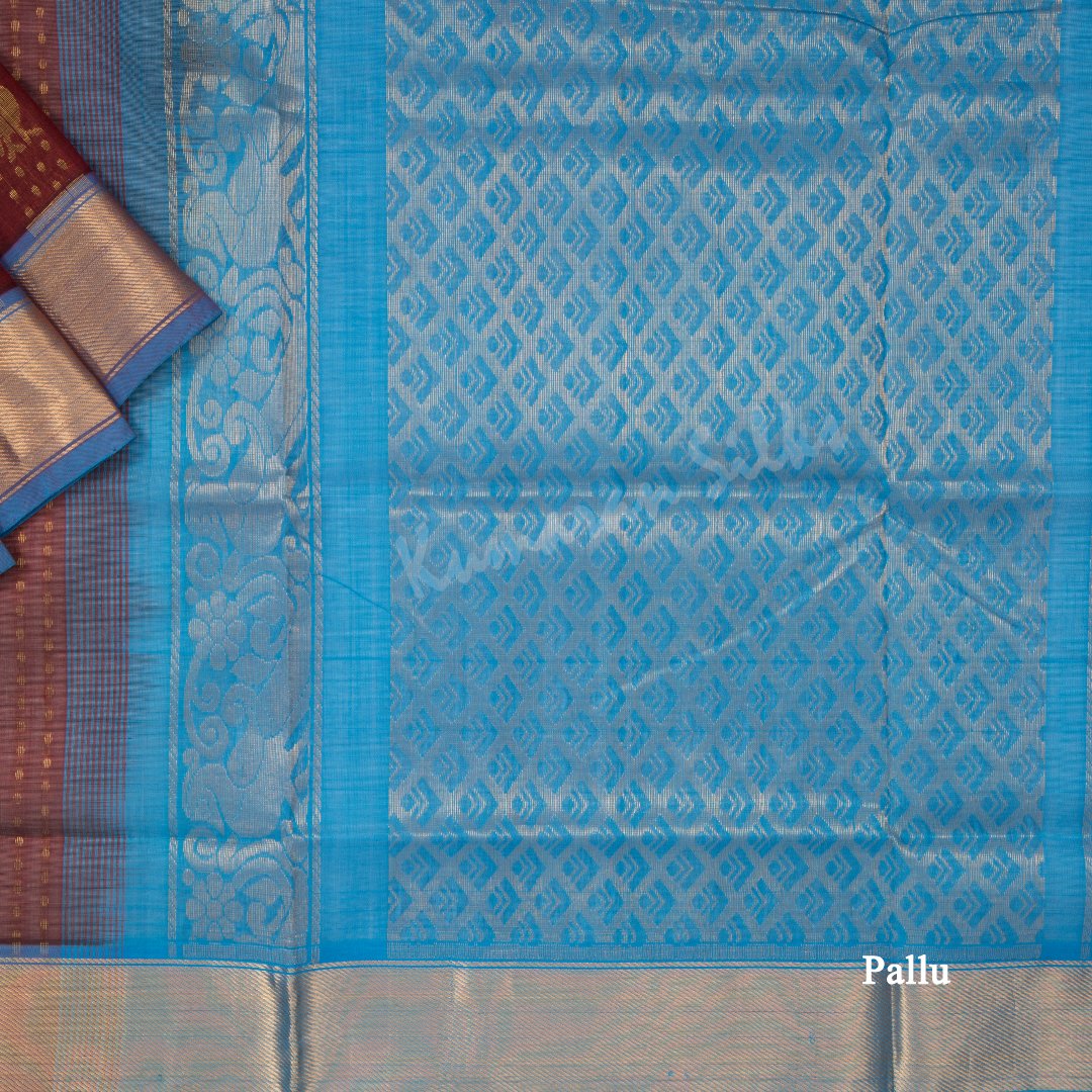 Amirthavarshini Silk Cotton Maroon Zari Worked Saree