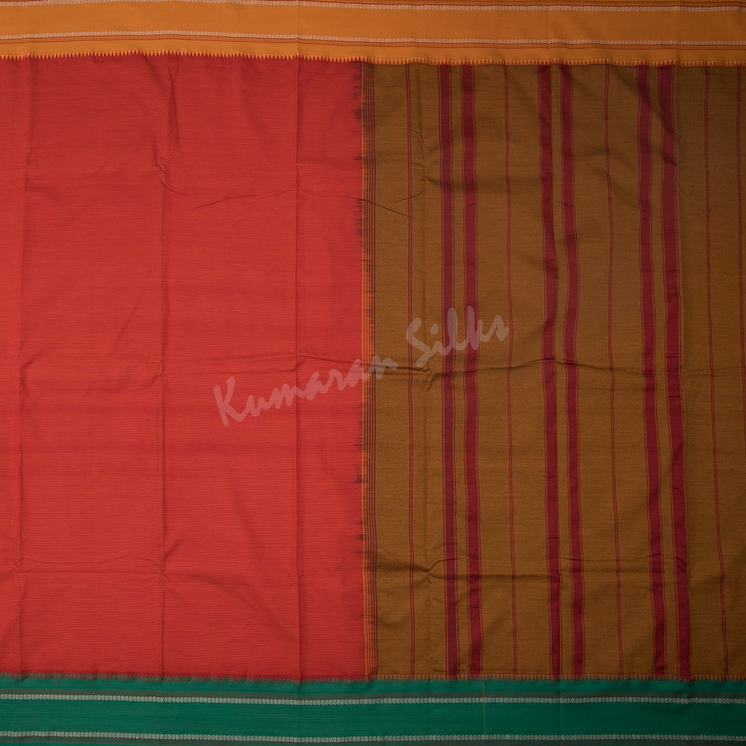 Dharwad Cotton Red Striped Saree