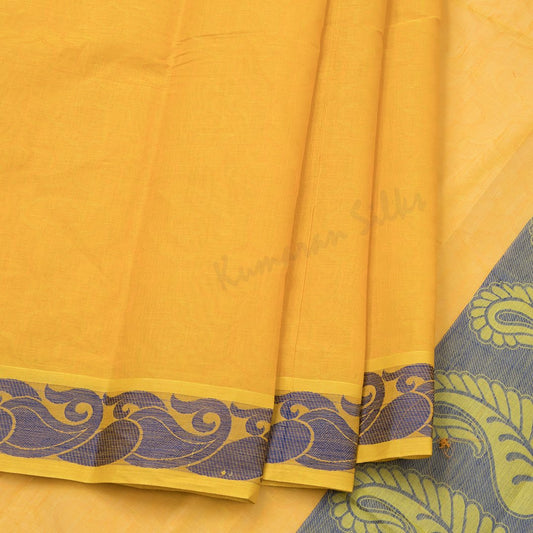 Negamam Cotton Yellow Embossed Saree