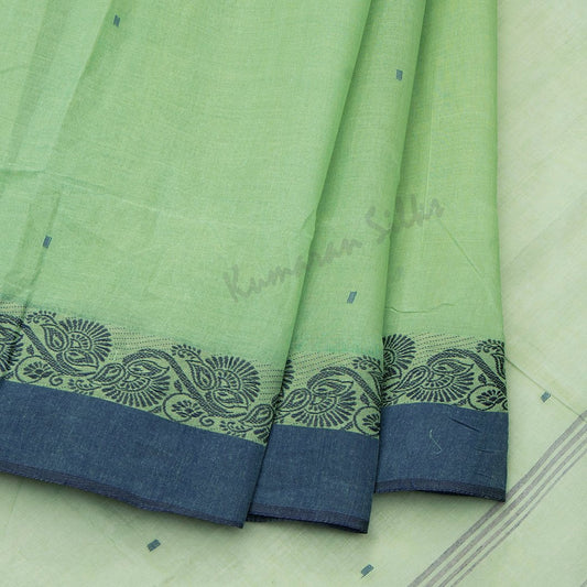 Bengali Cotton Light Green Saree Without Blouse 02
